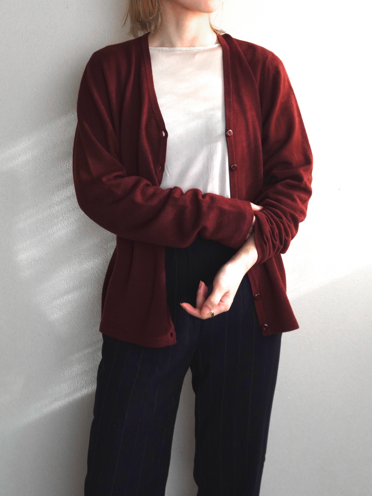 Burgundy Knit Cardigan