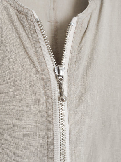 Linen Doublezip Gather Onepiece