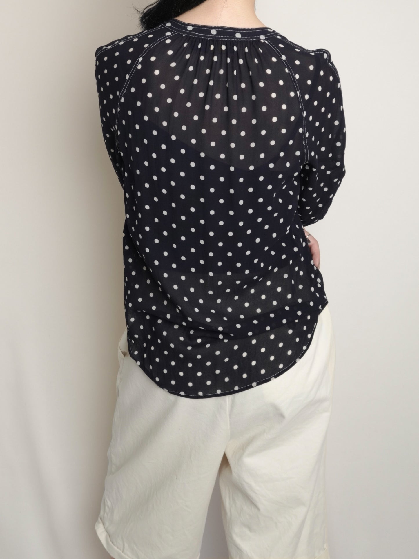 "POLO PALPH LAUREN" Dots Tie Blouse