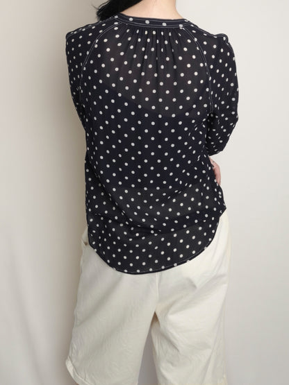 "POLO PALPH LAUREN" Dots Tie Blouse