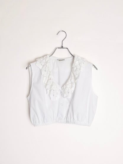 Cropped Lace collar Tops