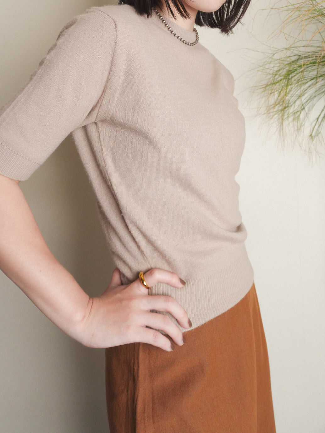 Half sleeve Knit BEIGE