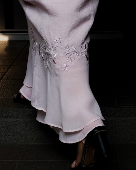 Back Button Sheer Hem Onepiece