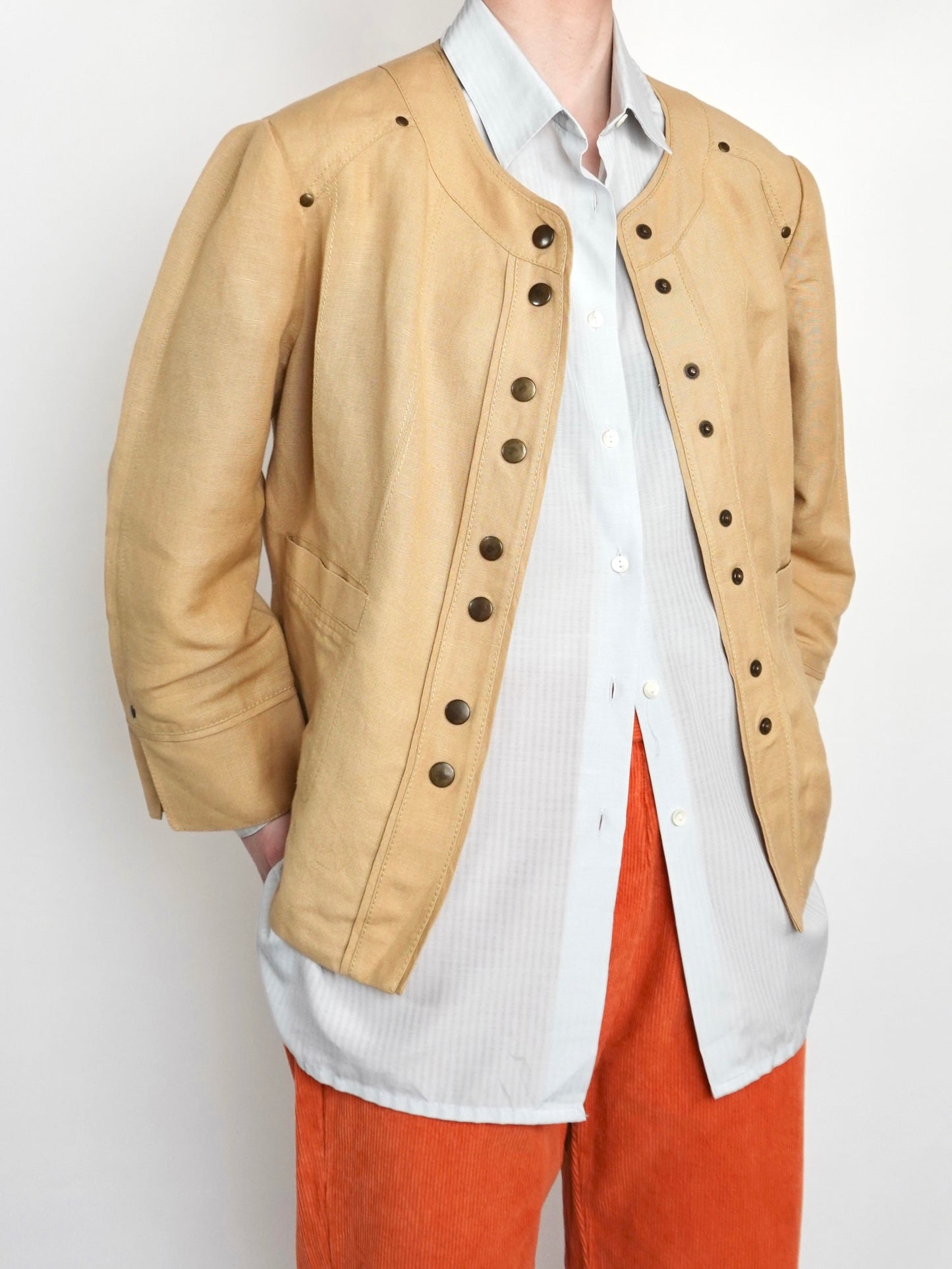 No collar Studs Jacket