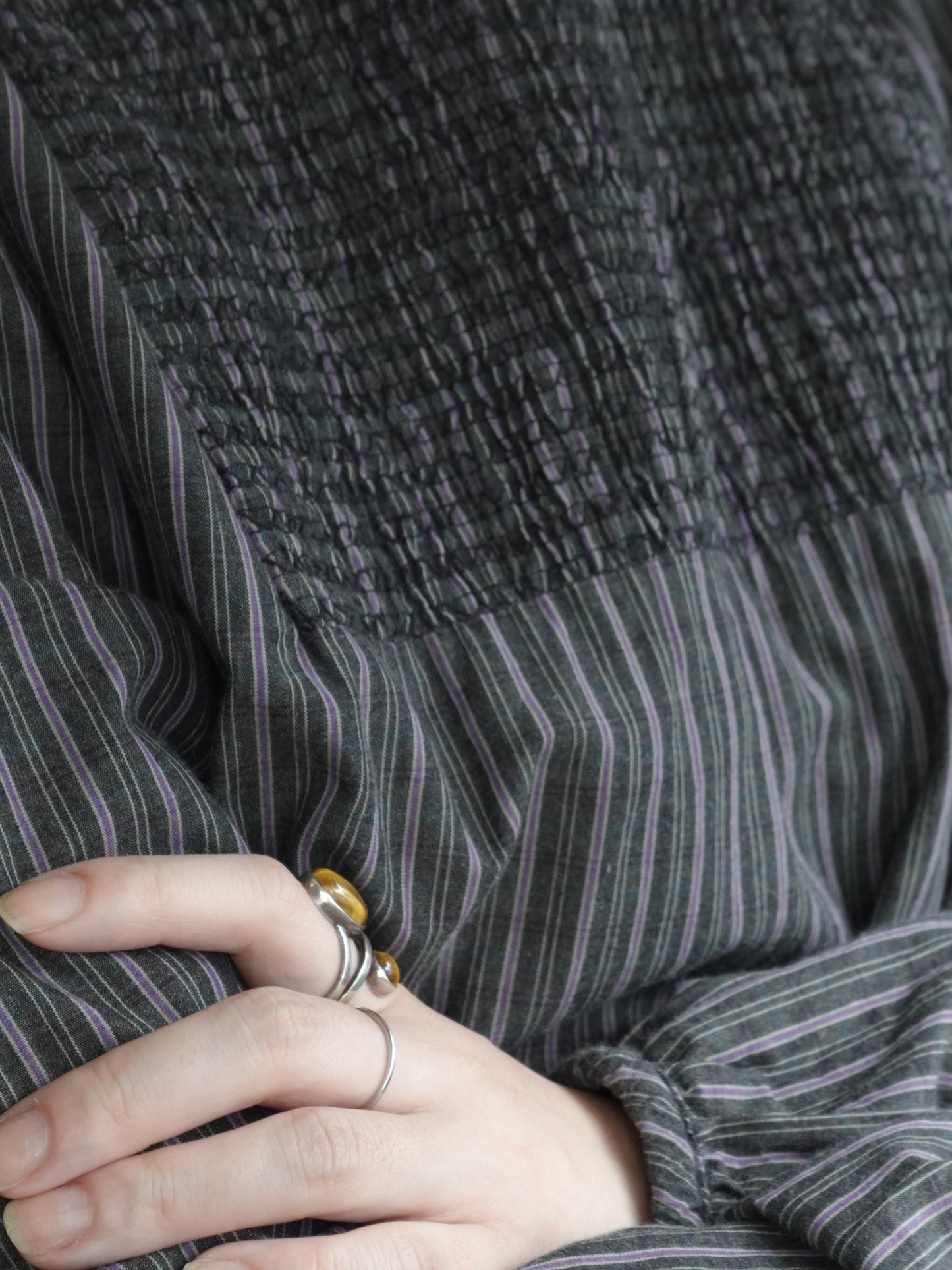 Stripe Stand Collar Blouse