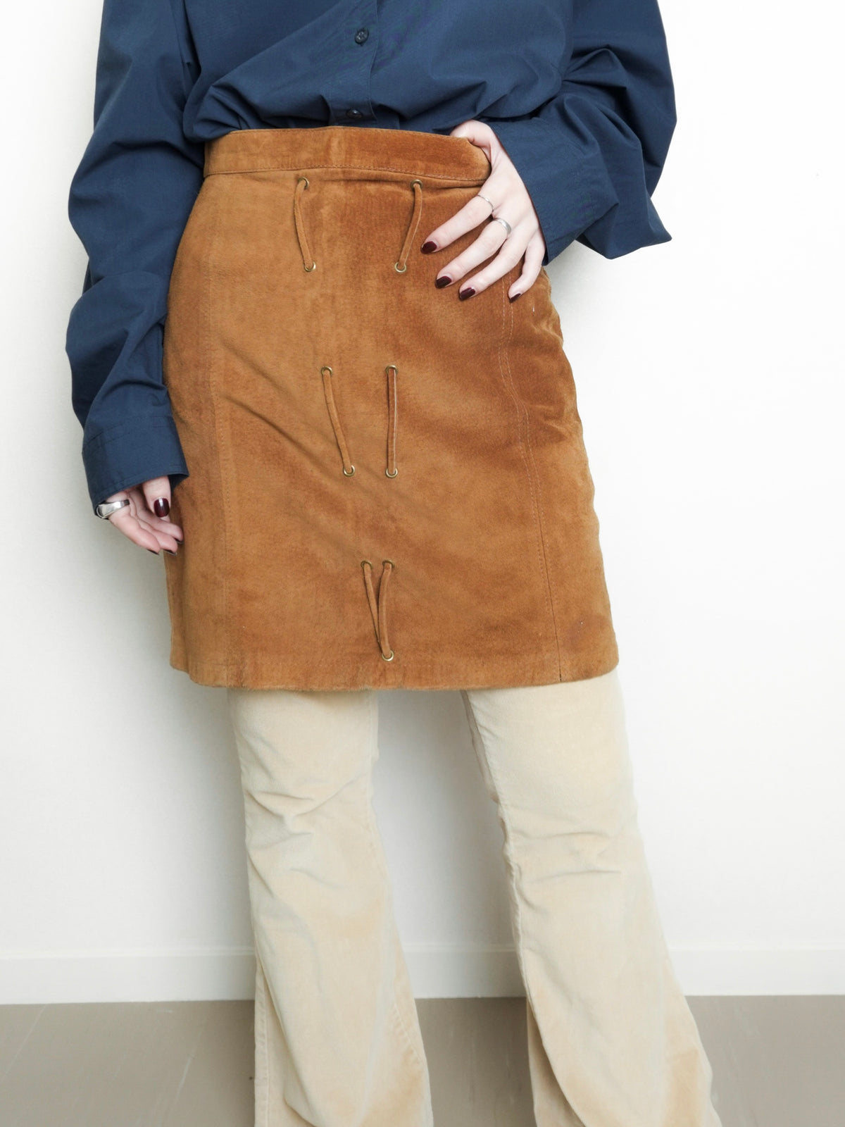 Suede Laceup Skirt