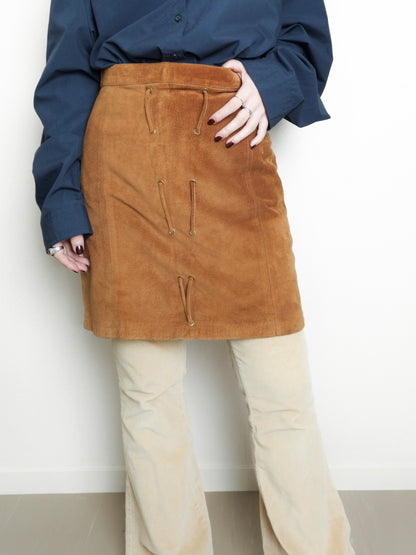 Suede Laceup Skirt