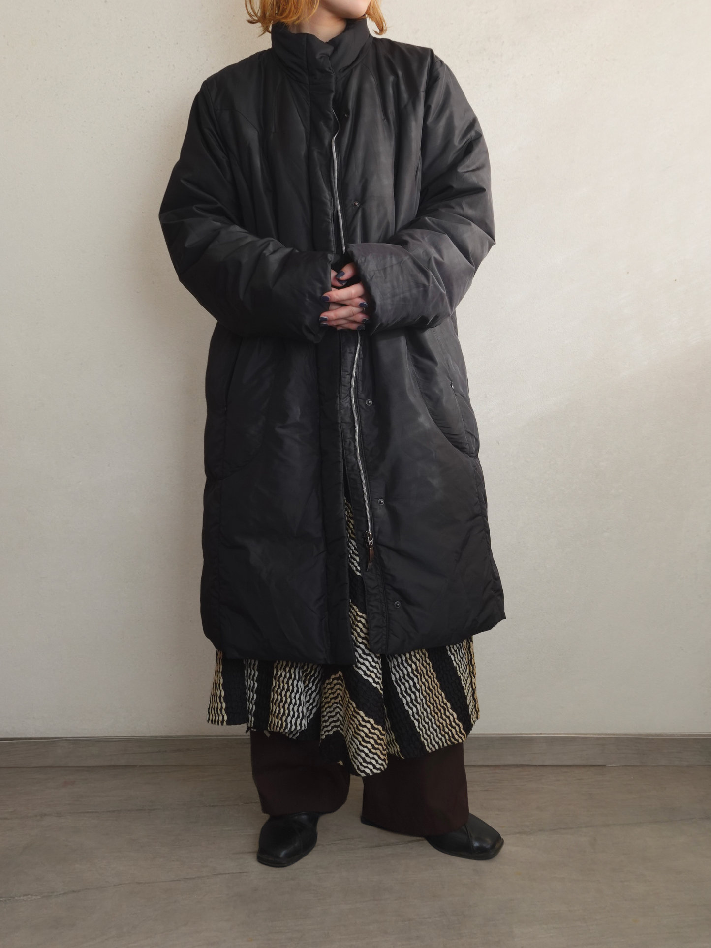 Padded Stand Collar Long Coat