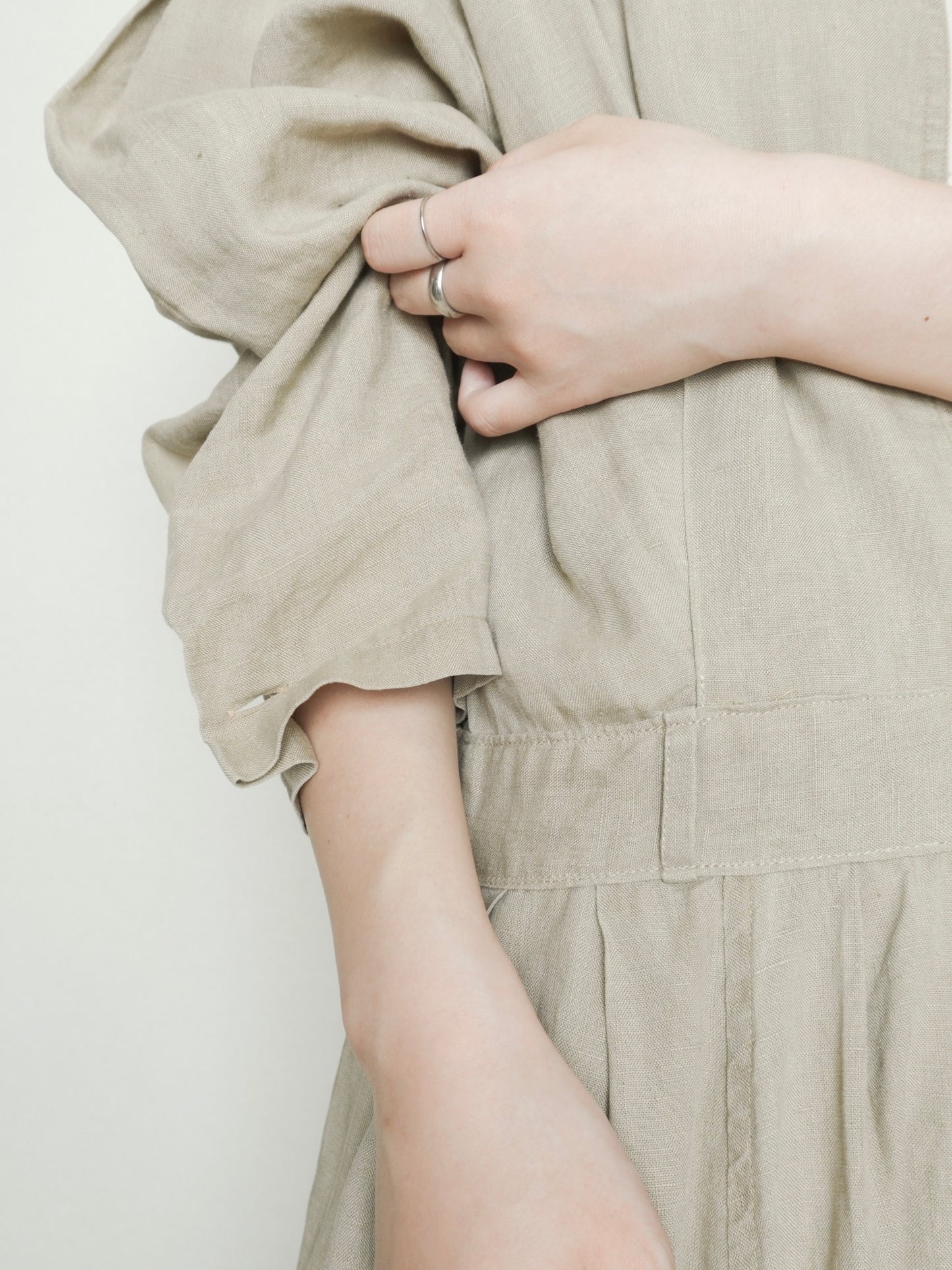 Linen Doublezip Gather Onepiece