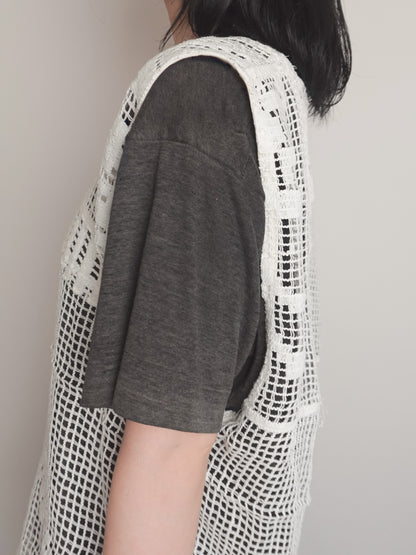 Remake Deep neck Crochet Vest