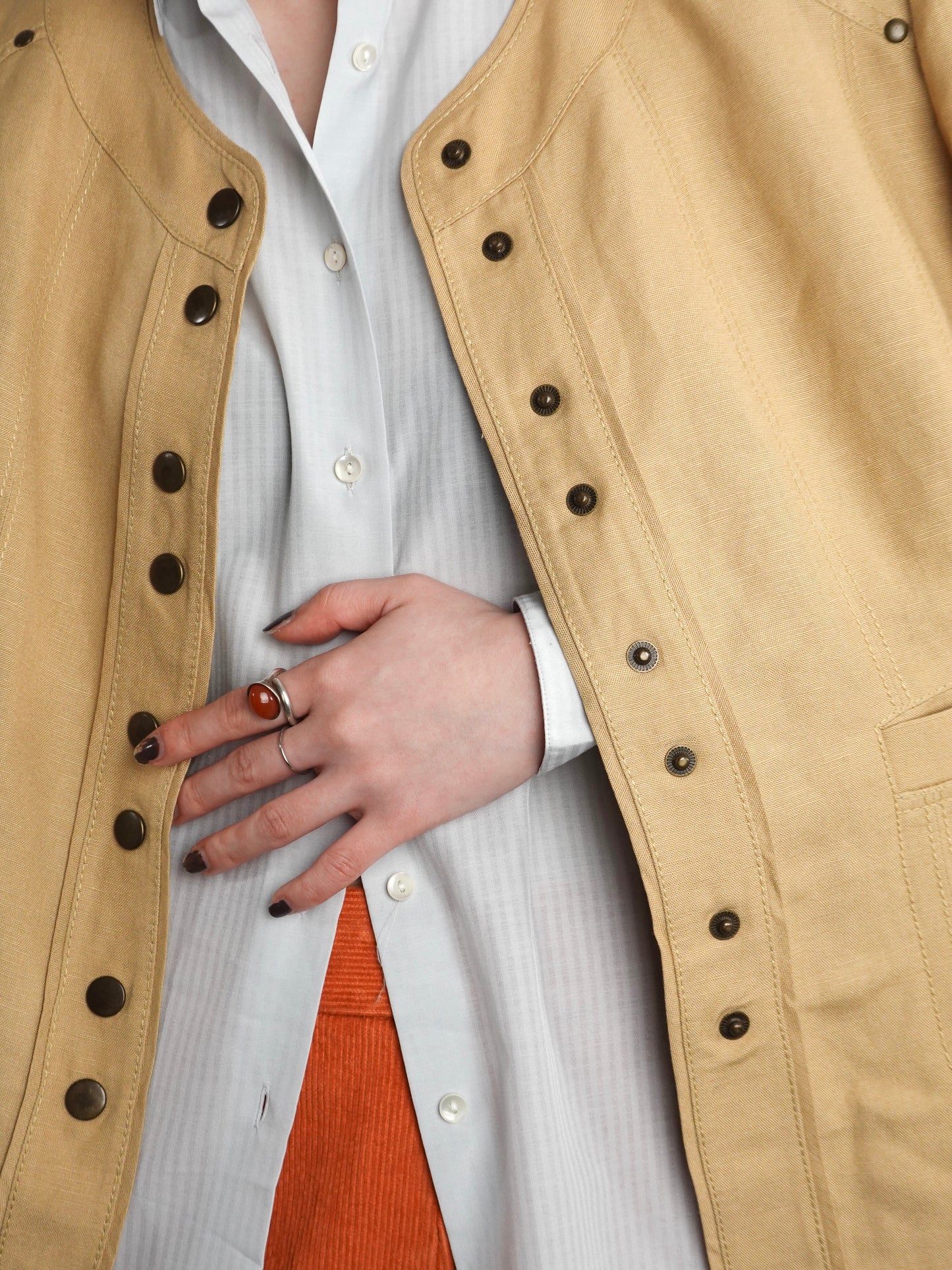 No collar Studs Jacket