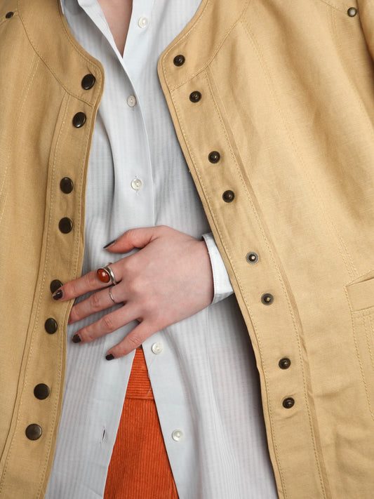 No collar Studs Jacket
