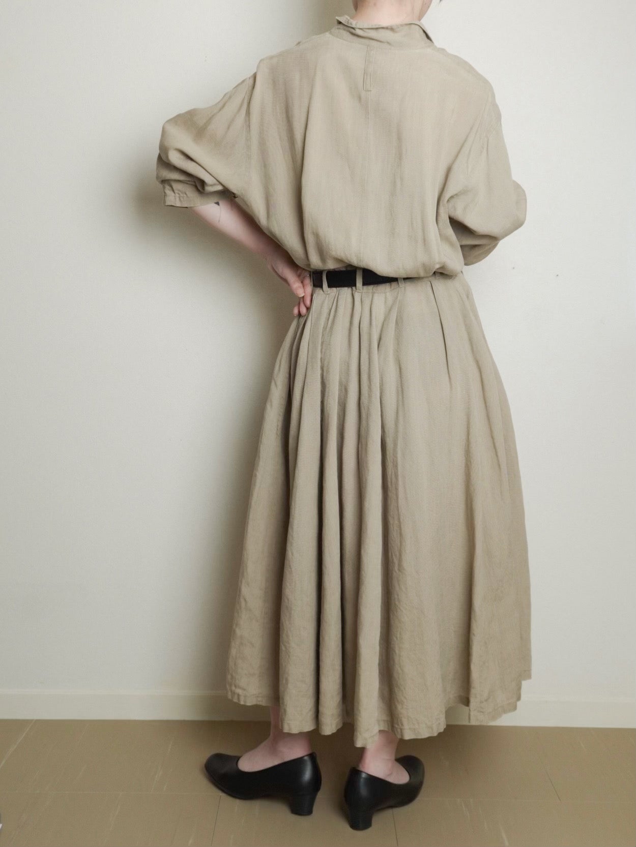 Linen Doublezip Gather Onepiece