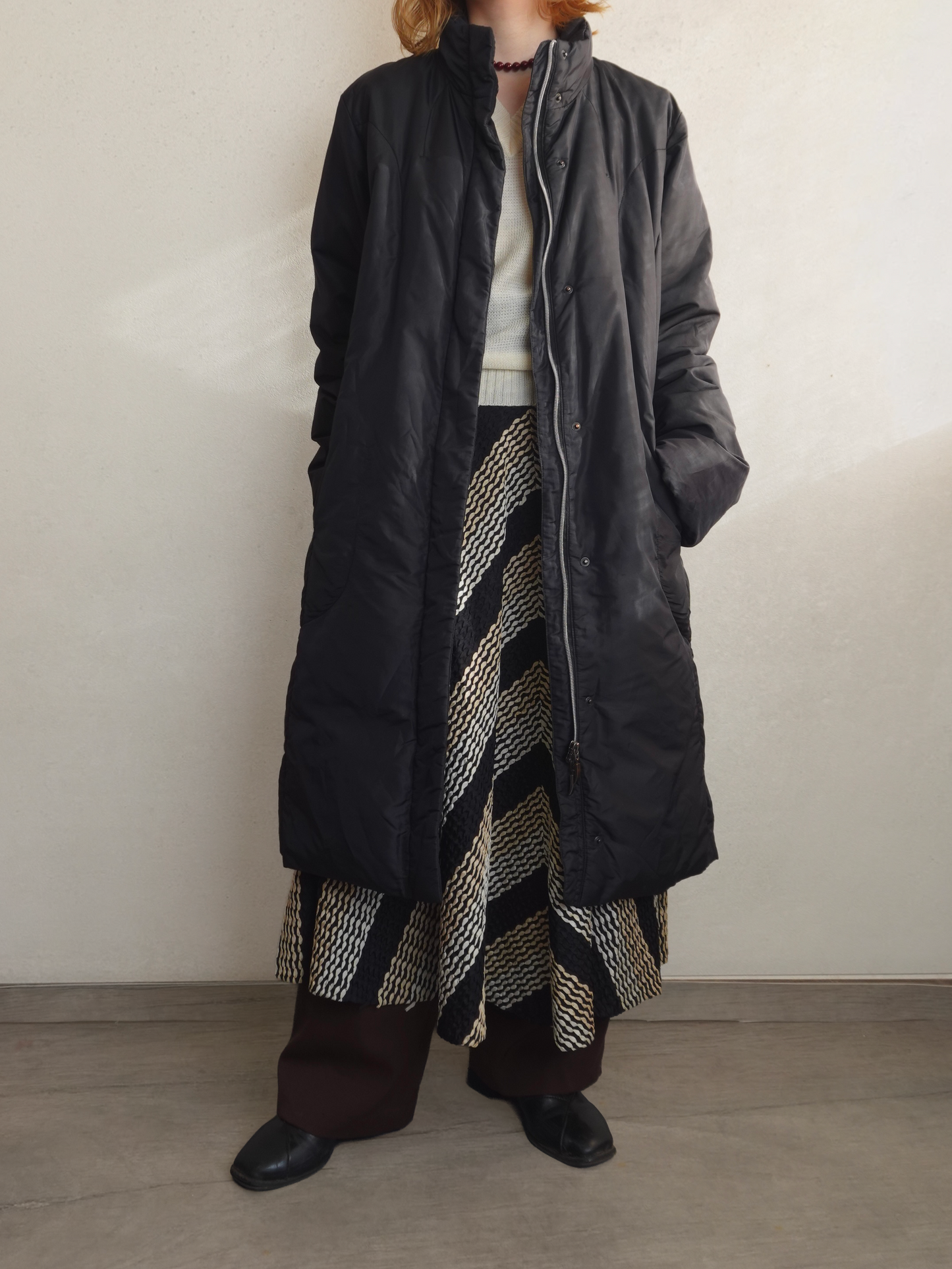 Padded Stand Collar Long Coat