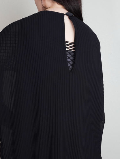 Pleats Sheer Blouse