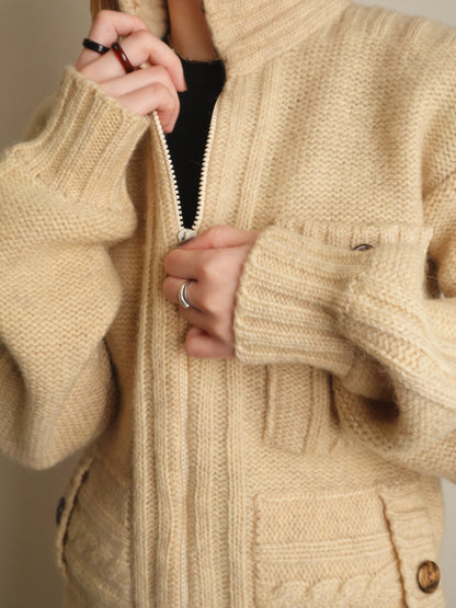 70s~ Cable Full zipup Knit