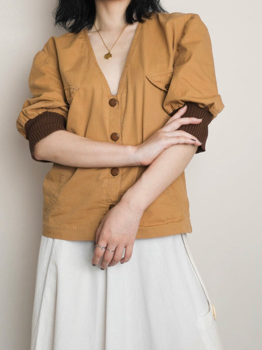 Puff Sleeve V-Neck Tops