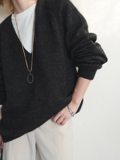 Elbow patch Vneck Knit