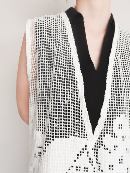 Remake Deep neck Crochet Vest