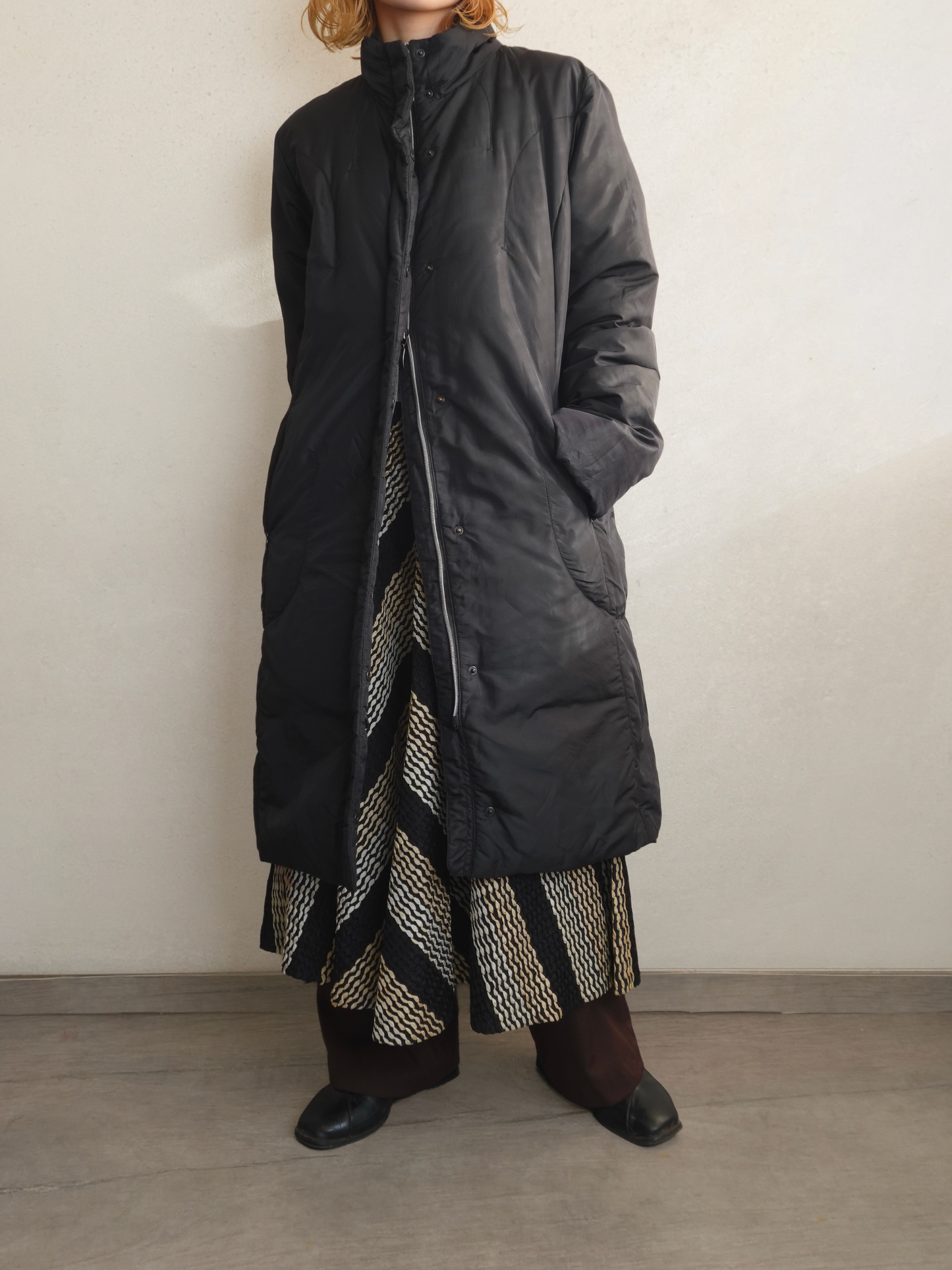 Padded Stand Collar Long Coat