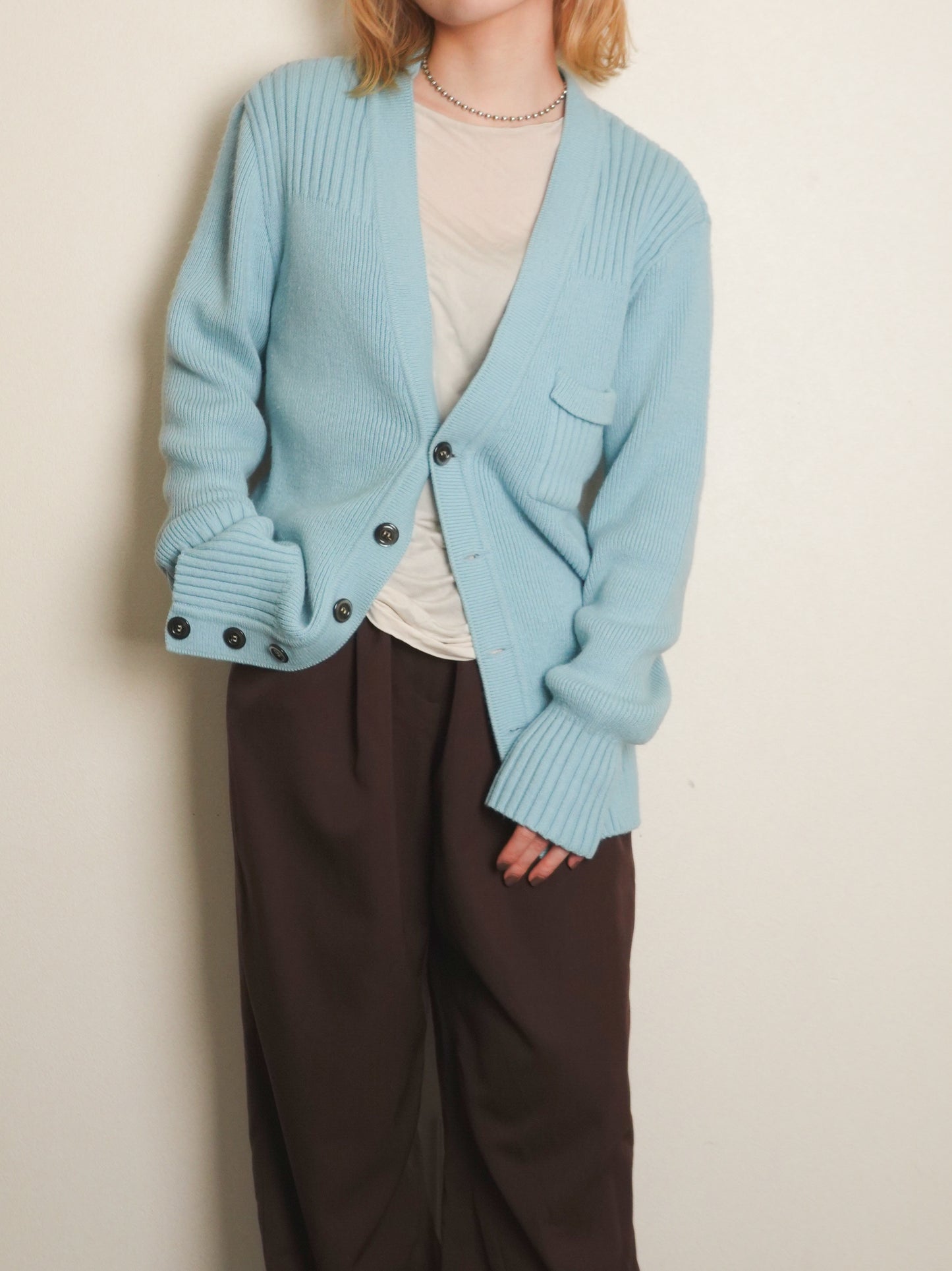 Light Blue Button Cardigan