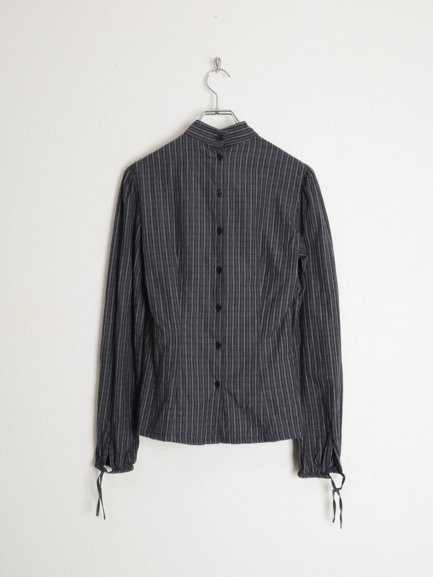 Stripe Stand Collar Blouse