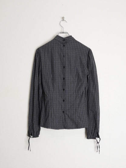 Stripe Stand Collar Blouse