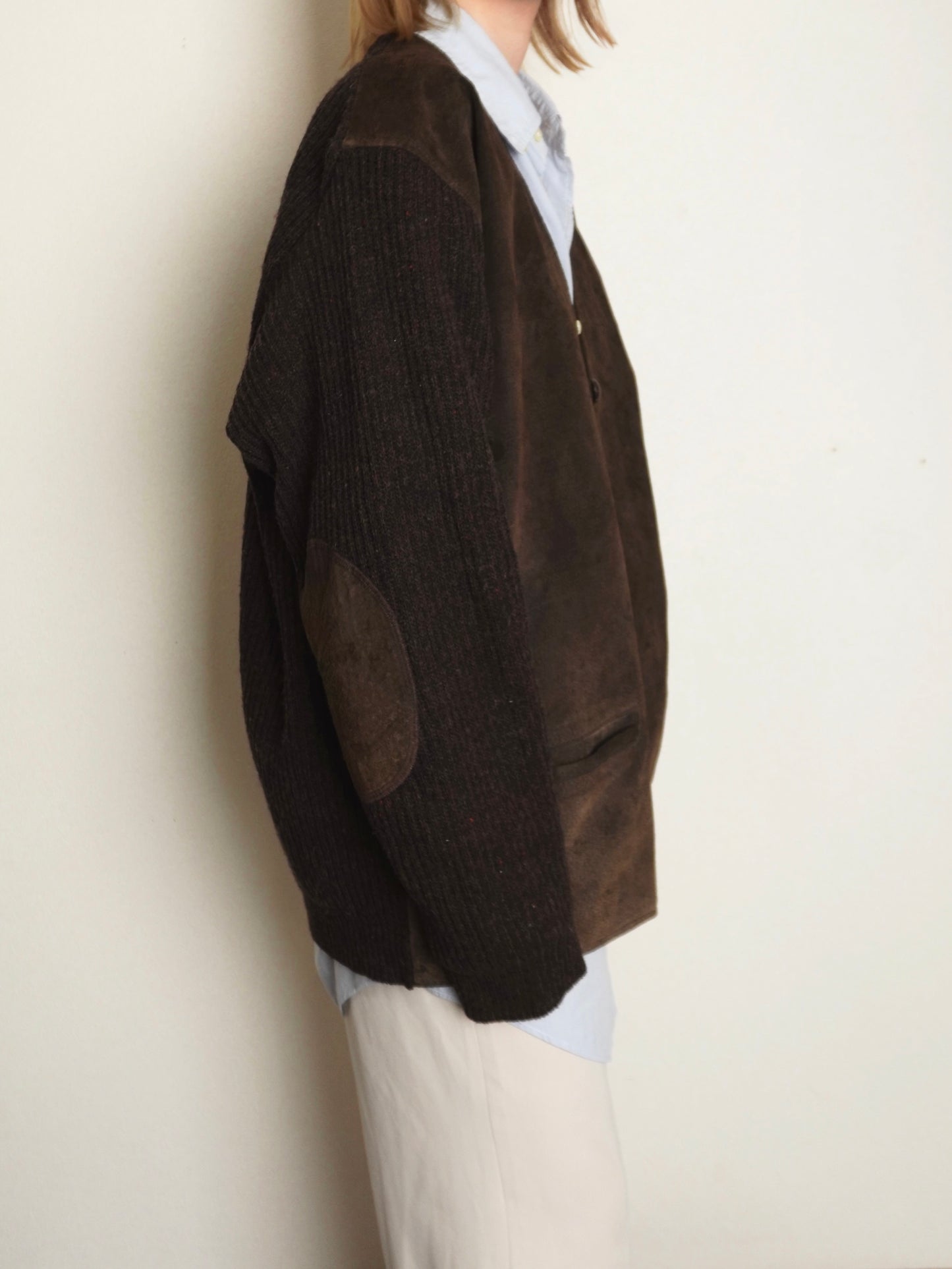 Suede Knit Docking Cardigan