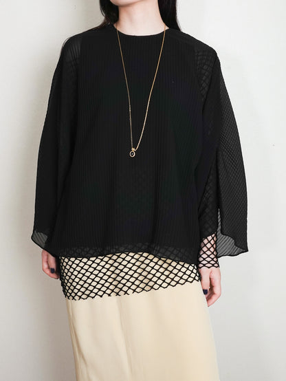 Pleats Sheer Blouse