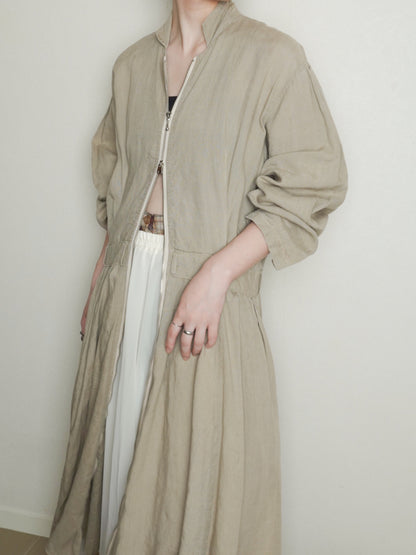Linen Doublezip Gather Onepiece