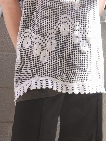 Remake Deep neck Crochet Vest
