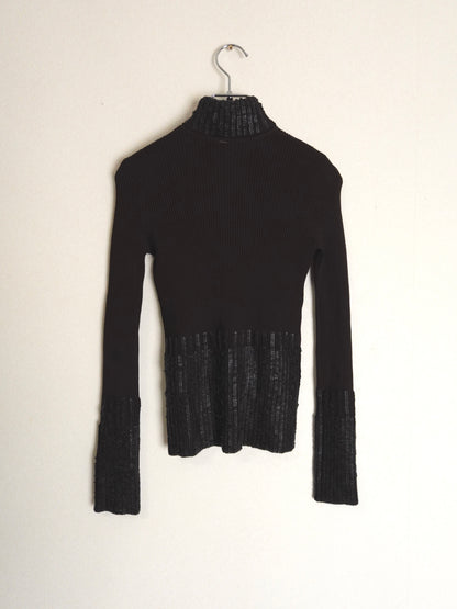 Sequins Highneck Rib Knit