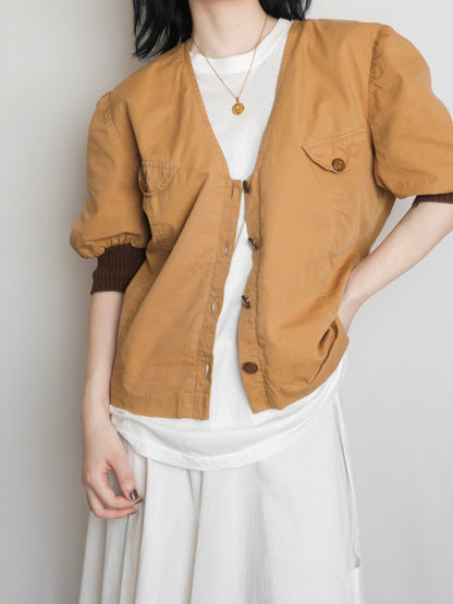 Puff Sleeve V-Neck Tops