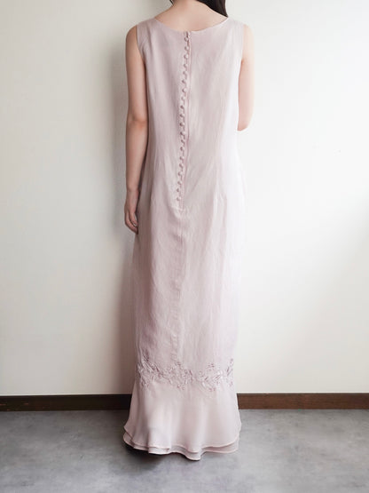 Back Button Sheer Hem Onepiece