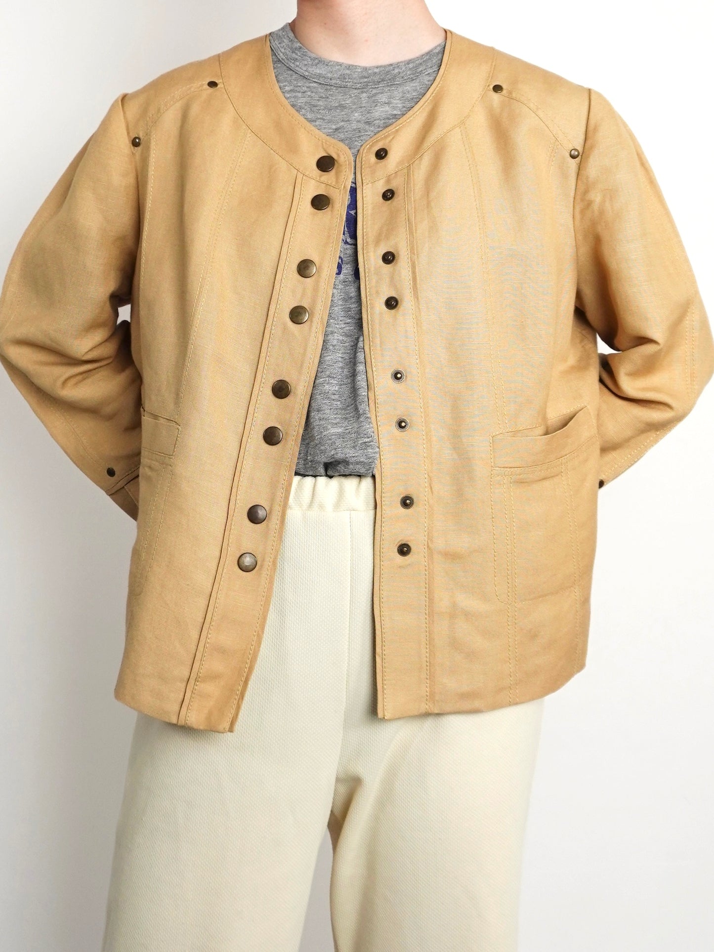 No collar Studs Jacket