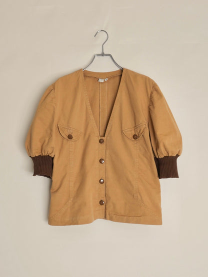 Puff Sleeve V-Neck Tops