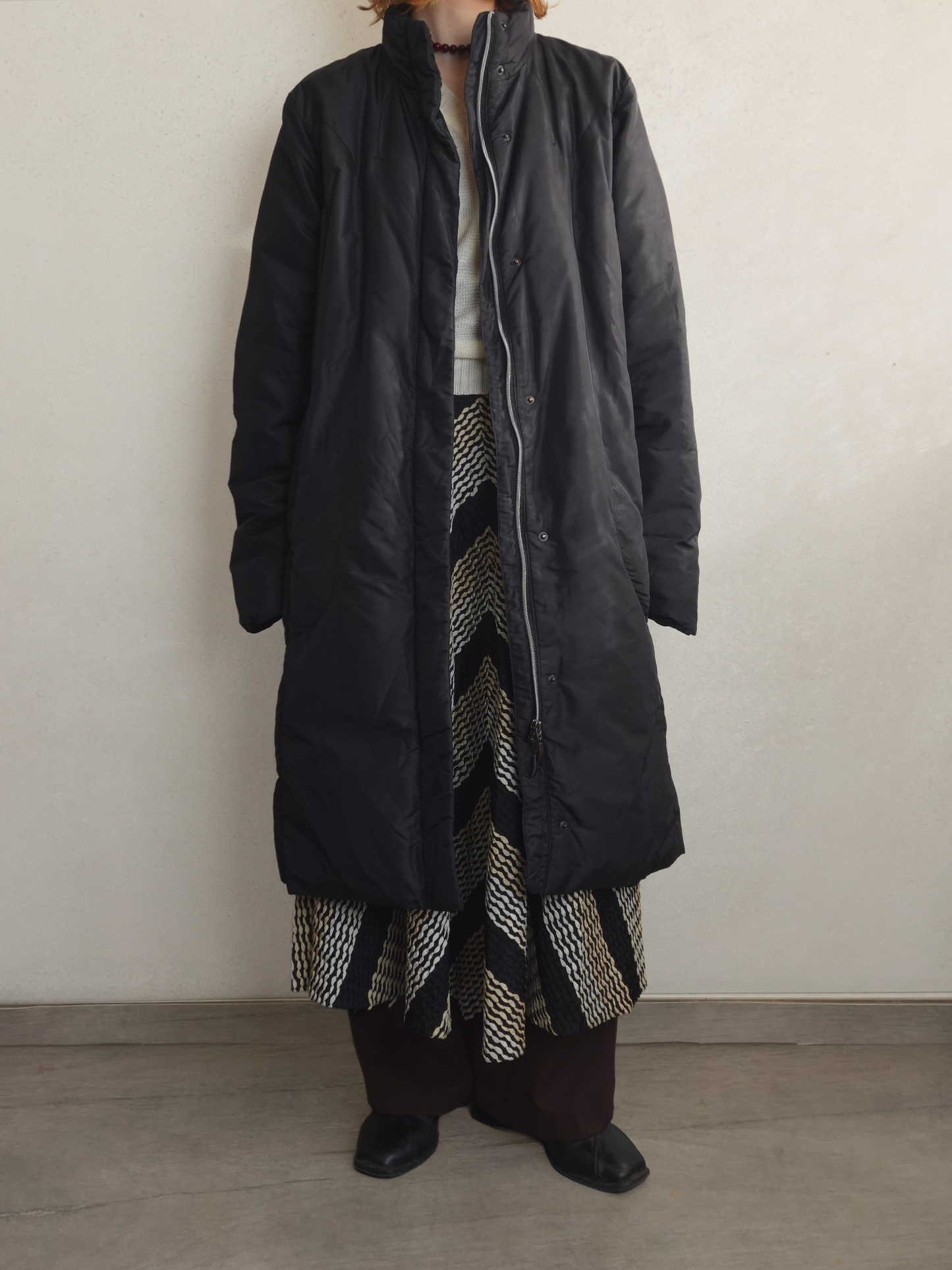 Padded Stand Collar Long Coat