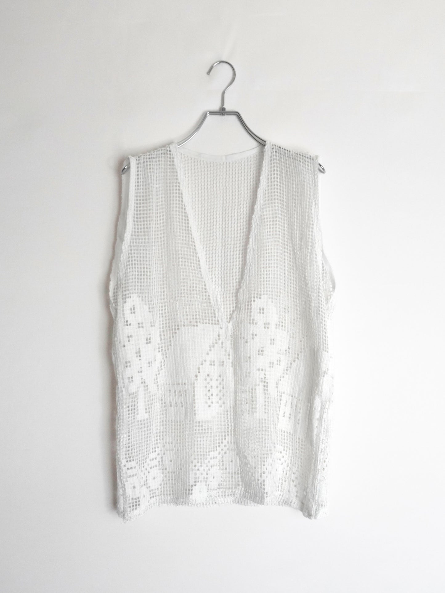 Remake Deep neck Crochet Vest