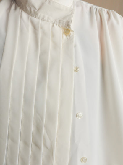 Stand collar Pleats Blouse