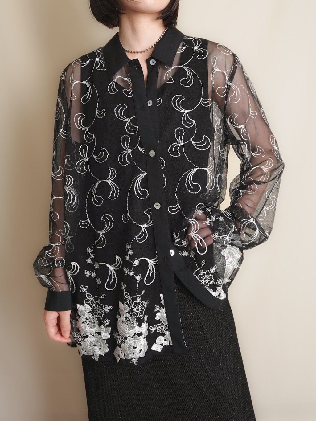Sheer Embroidery Shirt