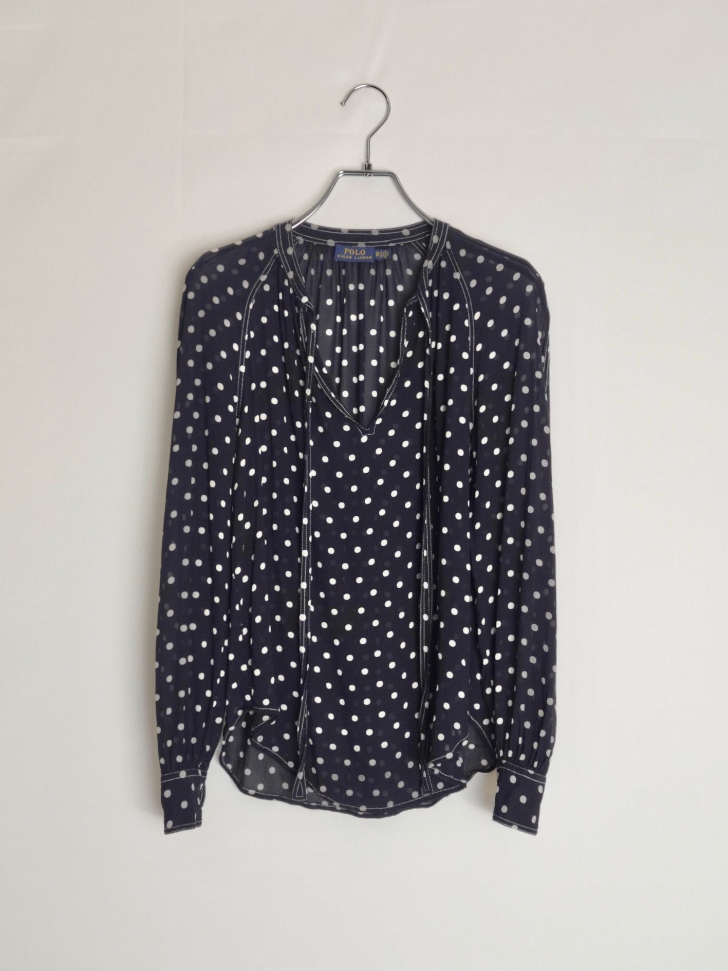 "POLO PALPH LAUREN" Dots Tie Blouse