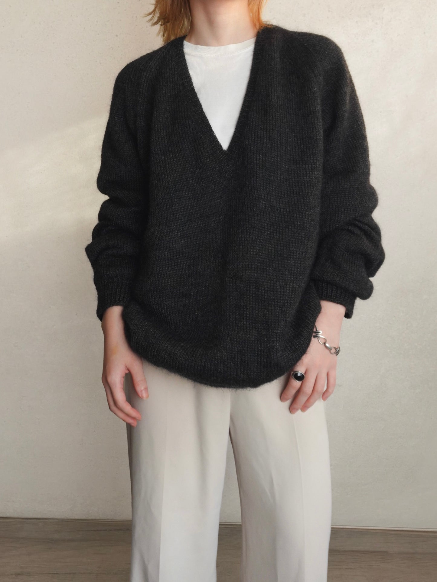 Elbow patch Vneck Knit